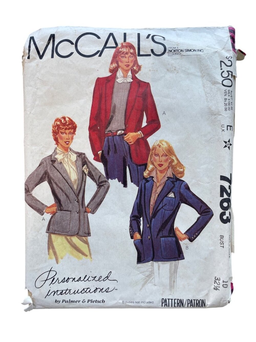 Vintage 90s McCalls 7263 Sewing Pattern Size 10 Misses Jacket Dressmaking CUT